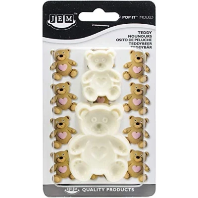 Image of JEM &quot;Pop It&quot; Teddy Shaped Mould for Cake Decorating, Set of 2, Large / Small sizes
