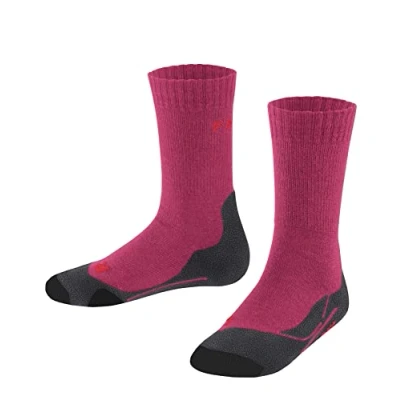 Image of FALKE Unisex Kids TK2 K SO Wool Thick Anti Blister 1 Pair Hiking Socks, Red (Rose 8564), 3 5