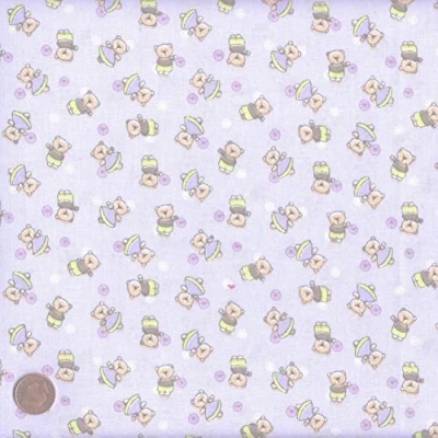 Image of Textiles français Baby blue mini teddy design (Teddy Novelty) French Fabric Cotton 140CM / 55&quot; Wide. Per Half Metre
