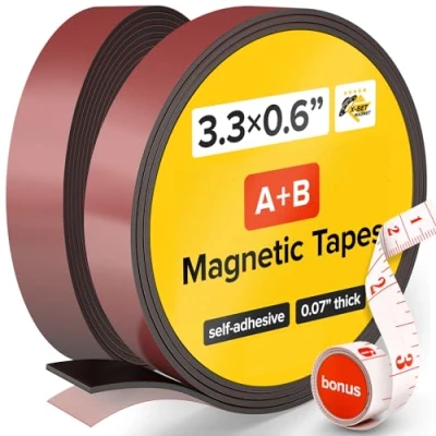Image of Magnetic Tape A+B 3.3 Feet x 0.6 Inches 0.07 Self Adhesive Roll with a Ruler