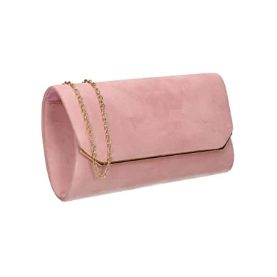 Image of SwankySwans Women&#039;s Anny Suedette Flapover Clutch, Sling Bag, Pink, One Size