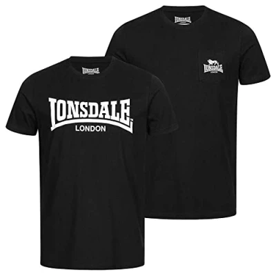 Image of Lonsdale Men&#039;s Sussex Double Pack T Shirt, Mens, 115085, Black, XXX Large