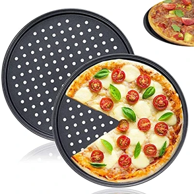 Image of LANYOTA Pizza Pans,2pcs 12&#039;&#039; Baking Tray Round Non Stick Perforated Set,Pizza Pans with Holes for Home Kitchen Oven