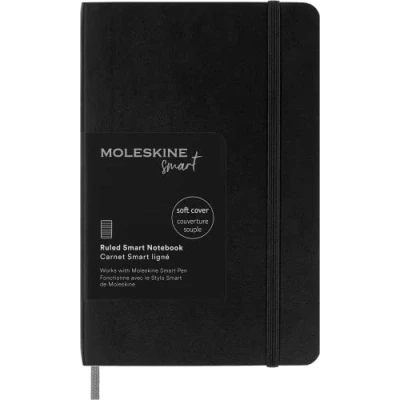 Image of Moleskine Smart Notebook, Writing System, Notebook with Soft Cover, Ruled Pages and Elastic Closure, Pocket Size 9 x 14, Colour Black