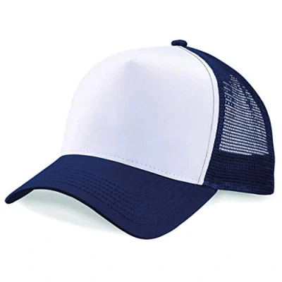 Image of Plain Trucker Cap Mesh Back Baseball Snapback Navy/White