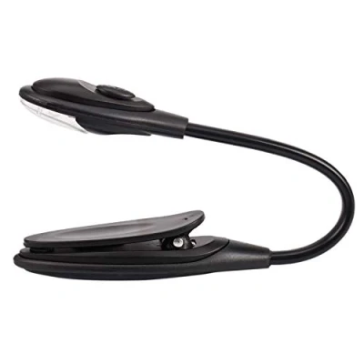 Image of Eighosee Mini Flexible Clip on Booklight LED Travel Book Reading lamp White Light Holder Small Table Gifts Black