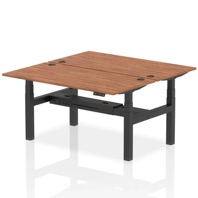 Image of Air B2B 1600x800mm Height Adjustable 2P Bench Desk CP Walnut/Black