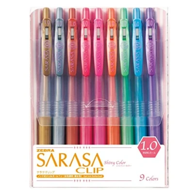 Image of Zebra Sarasa Clip 1.0, 9 Shiny/Metallic Color Set (JJE15 9CA)