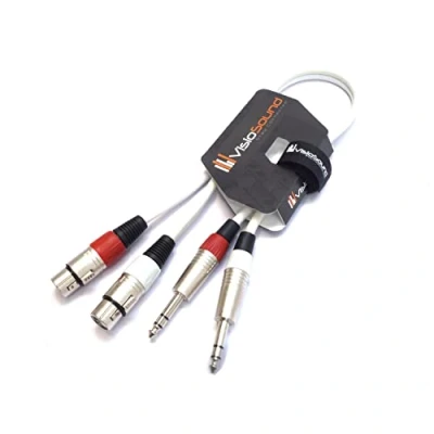 Image of 2 x Female XLR to 6.35mm 1/4&quot; Stereo TRS Jack Balanced Twin Lead/Patch Cable 3 Colours (0.5m white)
