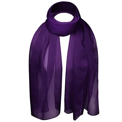 Image of Basic Sense Plain Chiffon Soft Sheer Scarf, Purple