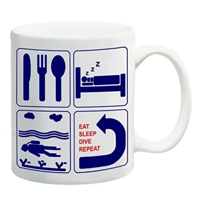 Image of Eat Sleep Dive Repeat Mug Gift Present Scuba Diving