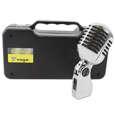 Image of Pulse Silver Chrome Style 1950s Retro Vintage Vocal Microphone Dynamic Karaoke Disc.