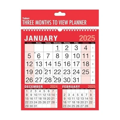 Image of 2025 WALL CALENDAR HOME OFFICE, EASY/LARGE/SLIM/MEMO/ 3 Month To View (3 Planner In Hanging)