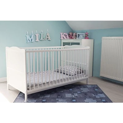 Image of B4Beds White Cot Bed 120x60cm with Luxury Mattress Converts into Junior/Toddler (White)
