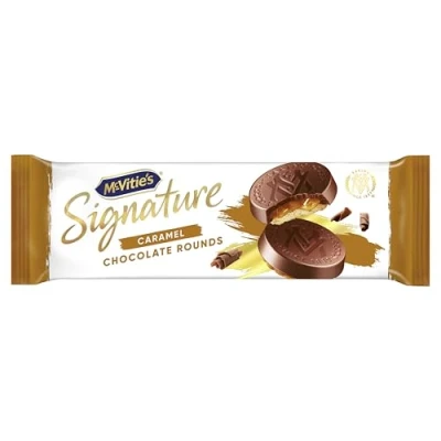 Image of McVitie&#039;s Signature Caramel Chocolate Rounds Biscuits 109g