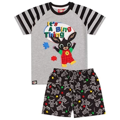 Image of CBeebies Bing Pyjamas For Boys Grey Bunny Character PJS Childrens Animation T Shirt Shorts Merchandise 4 5 Years