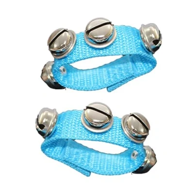 Image of 2 Pcs Multi Color Musical Rhythm Toys and Nylon Band Wrist Bell Ankle Bells Foot Instrument for Kids Baby Adult Best Holiday Birthday Party Gifts（Blue)
