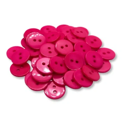 Image of (Pack of 100) 15mm Buttons 2 Hole Small Round Plastic Pink