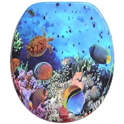 Image of Sanilo Toilet Seat, Stable Hinges, Easy to Mount, Wooden Seat Ocean