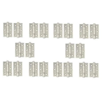 Image of 75mm 3&quot; Satin Nickel Finish Ball Bearing Hinges for Internal Doors, (3 Inch) Timber Door Hinge, Golden Grace (10 Pairs)