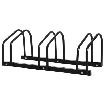 Image of HOMCOM Bike Stand Parking Rack Floor or Wall Mount Bicycle Cycle Storage Locking (3 Racks, Black)