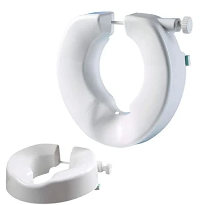 Image of 2 Pack Helping Hand Company Unifix 4 inch/100mm Raised Toilet Seats for Elderly Without Lid, Disabled, Hip Replacement, Strong Secure Seat Riser, Elevated Adults