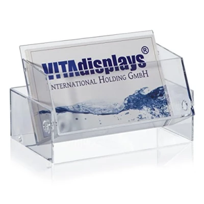 Image of VITAdisplays Business Card Box for Secure Storage or Holder, Transparent Stand Trade Fair and Office, Width: 8.5 cm, Pack of 5