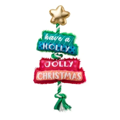 Image of House of Paws Merry &amp; Bright Tree Plush Toy, Christmas Toy for Dogs