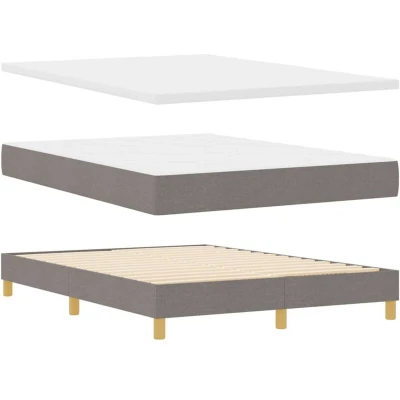 Image of Box Spring Bed with Mattress Taupe, 140x200 cm, Fabric vidaXL