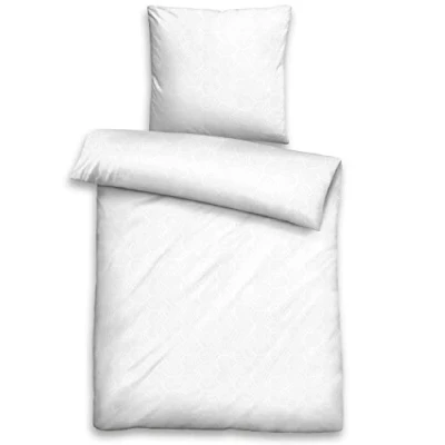 Image of Biberna 0676066 Jacquard Satin Bed Linen Set with Pillowcase 1x 135 x 200 cm and 80 White
