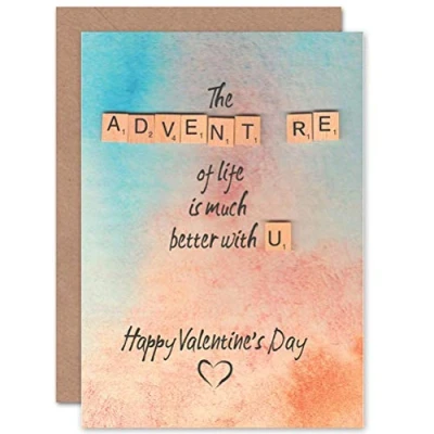 Image of Wee Blue Coo Valentines Scrabble Tiles Word Adventure Life Love Greetings Card Cp3265