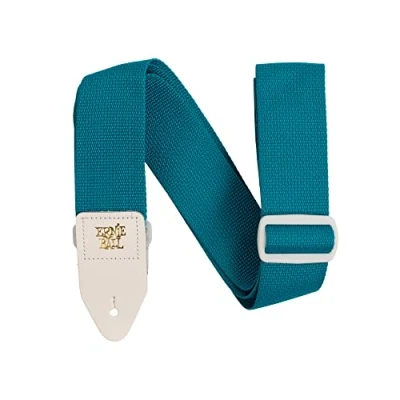 Image of Ernie Ball Polypro Guitar Strap, Teal &amp; White