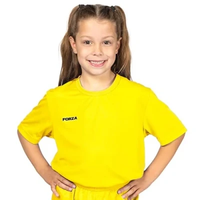 Image of FORZA Kids Football Shirt Unisex Short Sleeve Jersey [9 Colours] (UK, Age, 13 Years, 14 Regular, Yellow)