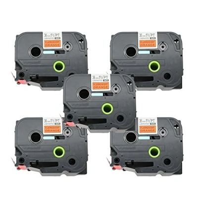 Image of BROVACS 5 Pack Black on Fluo Orange Label Tape Compatible for Brother P Touch TZ B61 TZe 36mm 1 1/2&quot; OPA1326x5
