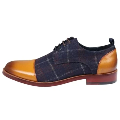 Image of Men&#039;s Shoes Navy Tan Oxford Lace Up Leather Formal Dress Shoe Brown 11