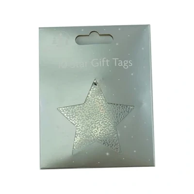 Image of Tallon Festive Wonderland XA0171 Luxury Christmas Xmas Star Gift Tags, Silver Pack of 10