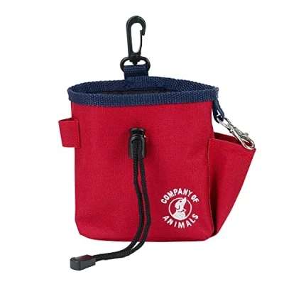 Image of COMPANY OF ANIMALS Treat Bag, Red, Zipped Pockets &amp; Drawstring, Clips on Belt, Waistband or Pocket, Waterproof Treats Pouch, Ideal for Dog Walking Puppy Training, Available in Purple, Red Black