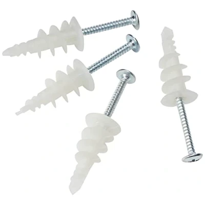 Image of Rawlplug Plasterboard Fixings Pack of 25 Nylon Self Drill for Plaster Walls 45mm x 30mm 75mm Wall Plug Plasterboard, Drywall, Sheets and Gypsum Fibreboards,White