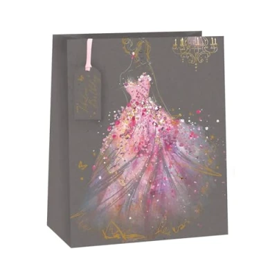 Image of Glick Medium Gift Bag, Beautiful Lady, 225 x 200 100 mm, Luxury Recyclable Bag for Birthdays &amp; Celebrations