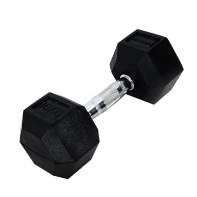Image of Ab. Hexagonal Dumbbell of 10Kg (22LB) Includes 1 * Black Material : Iron with Rubber Coat Exercise, Fitness and Strength Training Weights at Home/Gym for Women Men