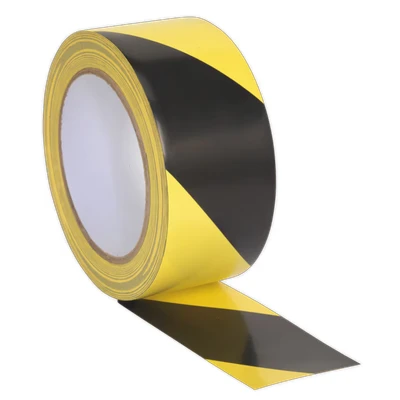 Image of Sealey Hazard Warning Tape 50mm x 33m Black/Yellow