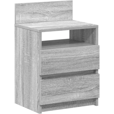 Image of vidaXL Grey Sonoma Bedside Cabinet/Nightstand with 2 Drawers Engineered Wood, 40x33x60 cm, Modern Bedroom