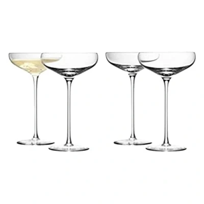 Image of LSA International Wine Champagne Saucer 300 ml Clear Set of 4 Mouthblown and Handmade Glass WI08