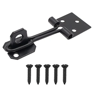 Image of EAI Wire Pattern Hasp &amp; Staple 4 inch / 100mm Anti Rust and Corrosion Matt Black