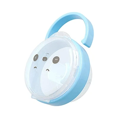 Image of Leling Pacifier Storage Box, Holder/Baby Silicone Dummy Travel Case/Pram Container Organiser With Handle Storage, Baby Holder, Steriliser Case, Blue