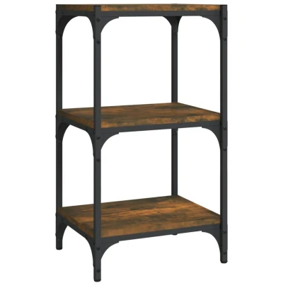 Image of vidaXL Book Cabinet Smoked Oak 40x33x70.5 cm Engineered Wood and Steel