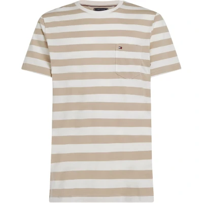 Image of Tommy Hilfiger Essential Solid Pocket TEE Basic Tshirt, Men&#039;s, Size: Large, Ivory petal/sandalwood