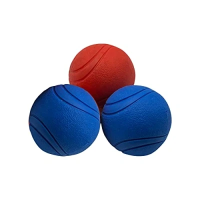 Image of Pet Guru Dog Training High Bounce Medium &amp; Large Solid Ball Doggy Play Balls Hours for Fun All Dogs and Puppies TRP Rubber Boomer Funny Chew Toys (6.5 CM MEDIUM, 2 BLUE 1 RED)