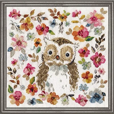 Image of Design Works Crafts Watercolor Owl Counted Cross Stitch Kit, White