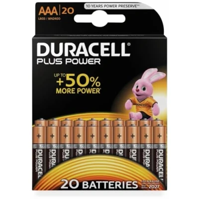 Image of Duracell Plus Power Micro (AAA) Battery Alkaline Manganese 1.5 V Pack of 20